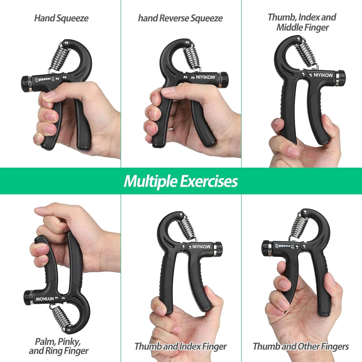 Get your Grip Corrected with Grip Strength Trainer, Hand Grip Strengthener, Adjustable Resistance 22-132Lbs (10-60Kg), Forearm Strengthener, Perfect for Musicians Athletes